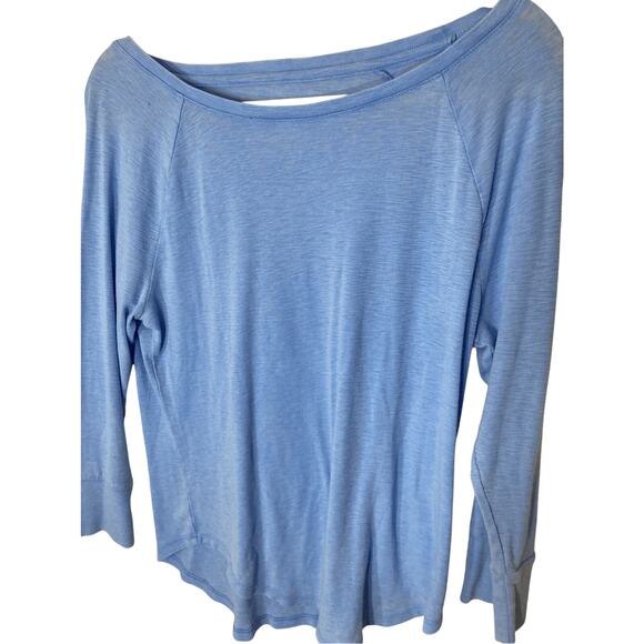 Mossimo Women's Baby Blue Softgirl Collegiate Basic Long Sleeve - Picture 2 of 4